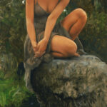 Heathers Rock, 24x48 in. oil on panel, by Matthew Peak