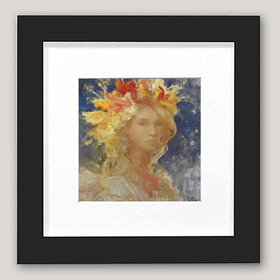 Floral Hair Stare Two – 6×6 mini framed